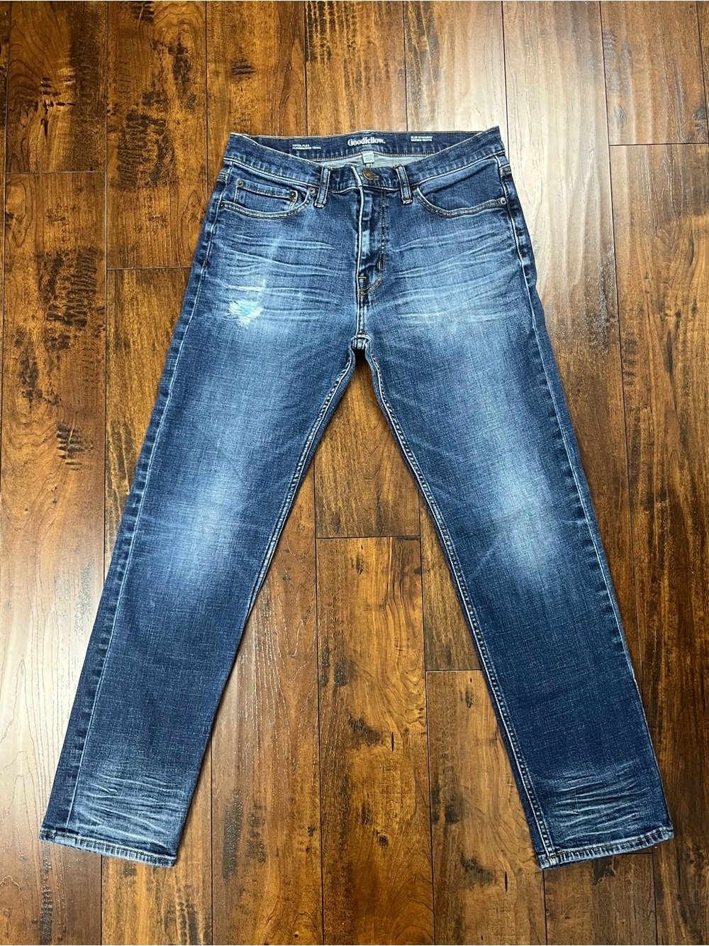 Goodfellow & Co Men's 32x32 Slim Straight Total Flex Denim Jeans Blue Distressed